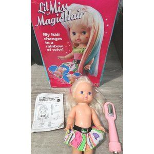 1988-90 Lil Miss Magic Hair doll w/original box, Missing Shirt, Barrette & Pick